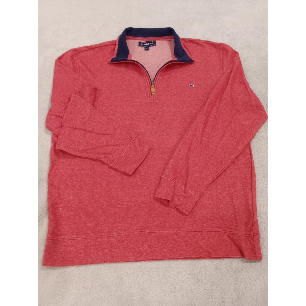 Mens Crown & Ivy 1/4 Zip Pullover Large Red